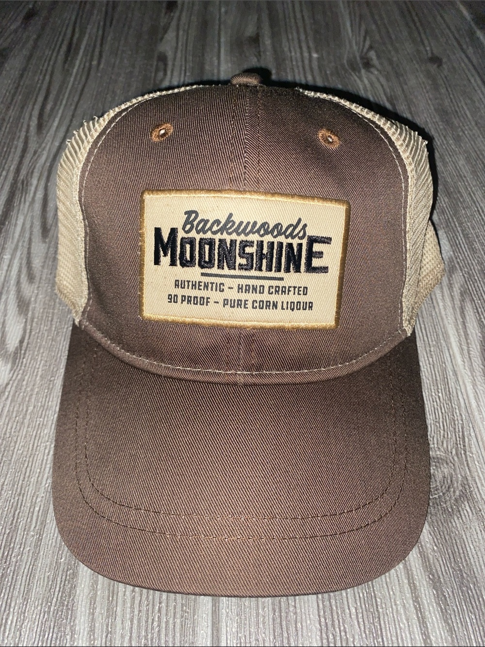 Backwoods Moonshine Brown Mesh Trucker Hat